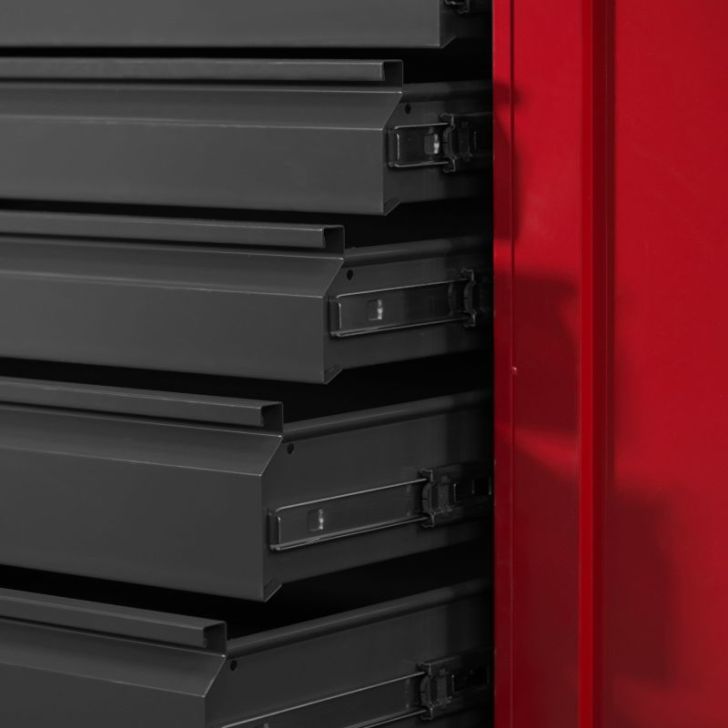DAREK metāla darbarīku skapis, 920 x 1850 x 500 mm, antracīta un sarkana krāsa
