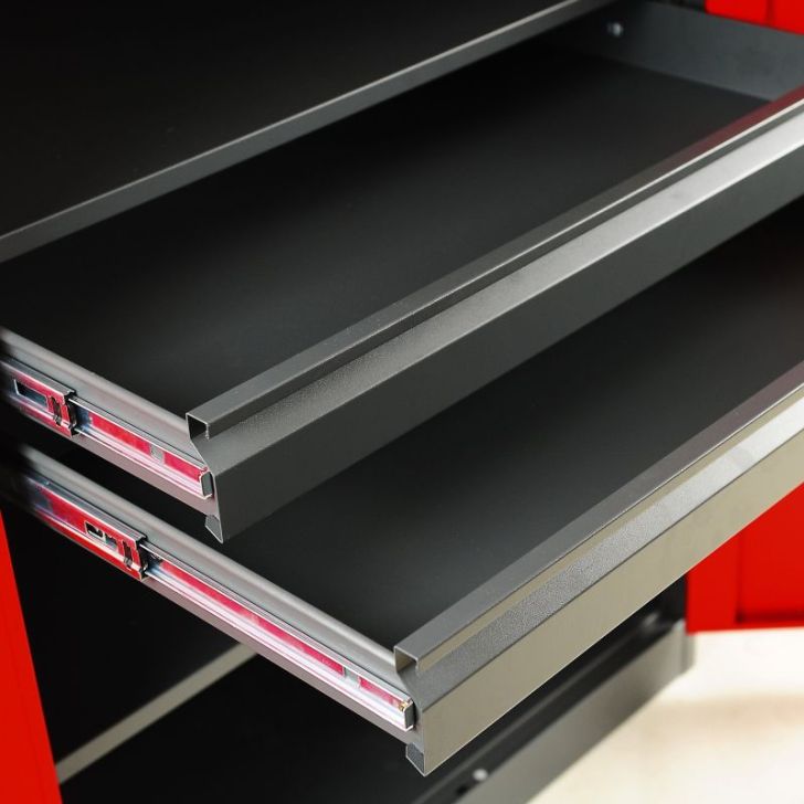 SZYMON metāla darbnīcas un instrumentu skapis, 920 x 1850 x 500 mm, antracīta sarkans