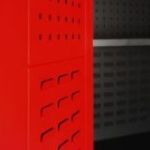 SZYMON metāla darbnīcas un instrumentu skapis, 920 x 1850 x 500 mm, antracīta sarkans