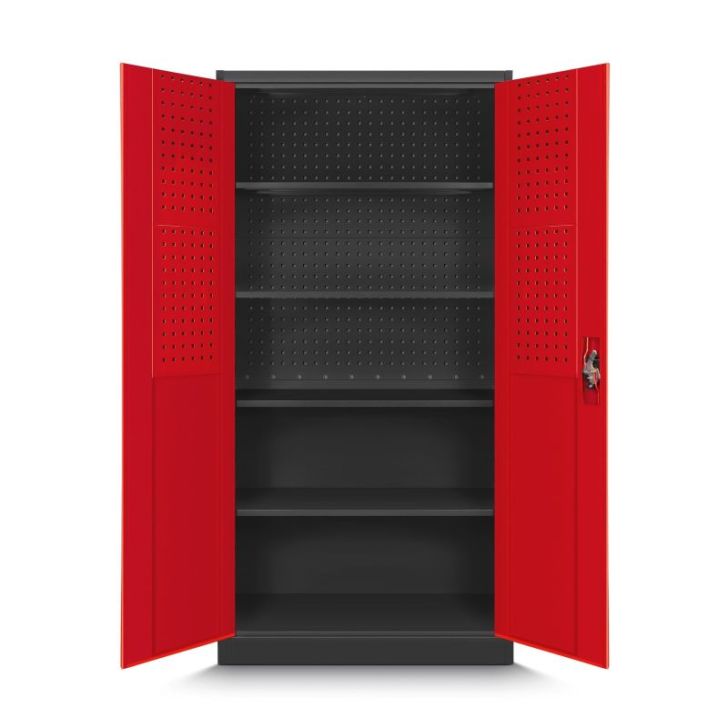BRUNO metāla darbnīcas un instrumentu skapis, 920 x 1850 x 500 mm, antracīta sarkans