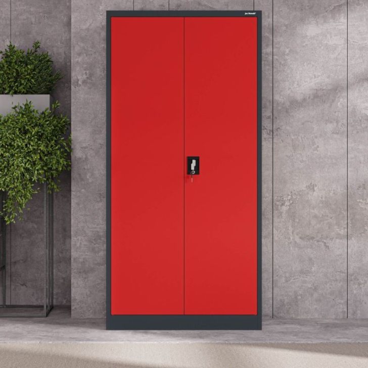 Metāla dokumentu skapis JAN, 900 x 1850 x 400 mm, antracīta sarkans