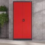 Metāla dokumentu skapis JAN, 900 x 1850 x 400 mm, antracīta sarkans