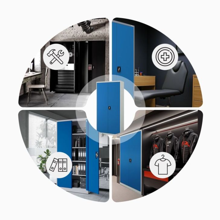 Metāla dokumentu skapis JAN, 900 x 1850 x 400 mm, pelēkzils