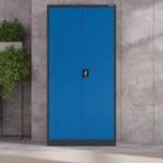 Metāla dokumentu skapis JAN, 900 x 1850 x 400 mm, antracīta zils