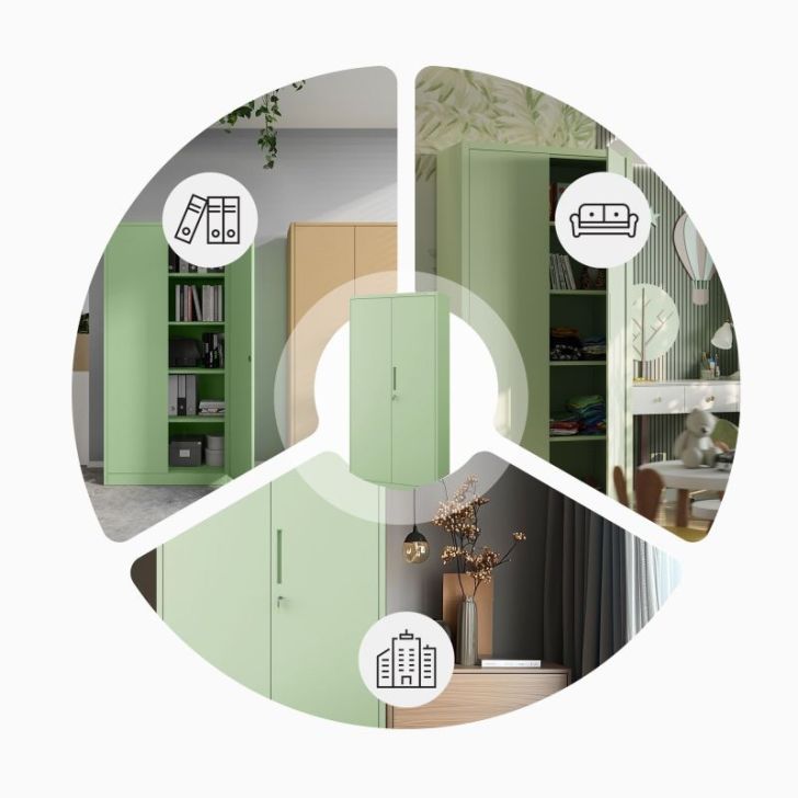 JAN biroja skapis, 900 x 1850 x 400 mm, Fresh Style: pasteļzaļš