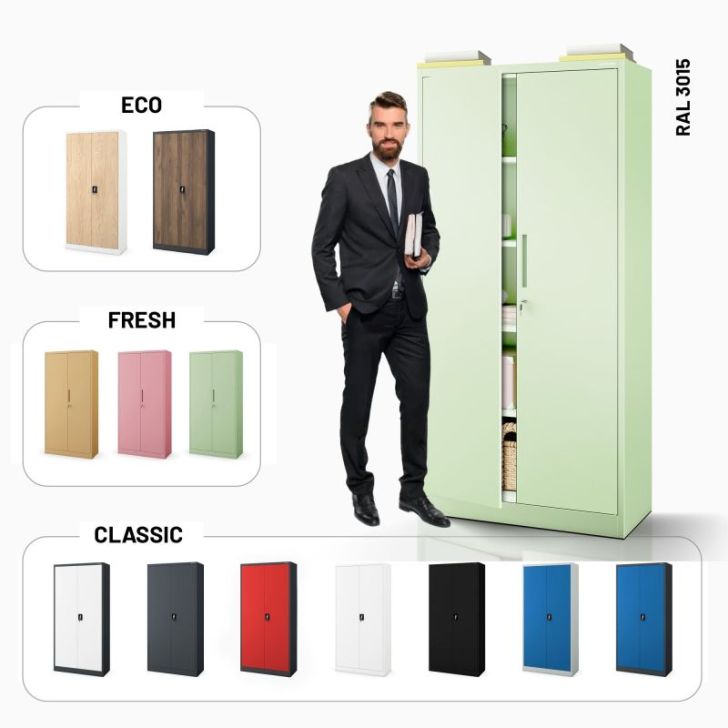 JAN biroja skapis, 900 x 1850 x 400 mm, Fresh Style: pasteļzaļš