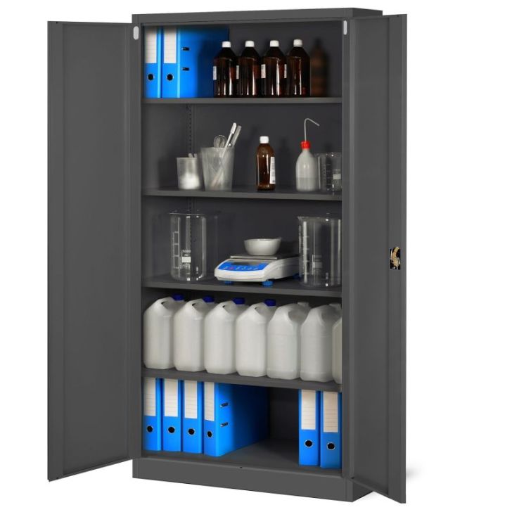 JAN biroja metāla dokumentu skapju komplekts, 4 gab., 900 x 1850 x 400 mm, antracīta krāsā