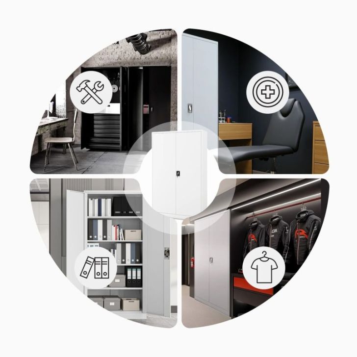 Metāla dokumentu skapis JAN II, 1150 x 1850 x 400 mm, balts