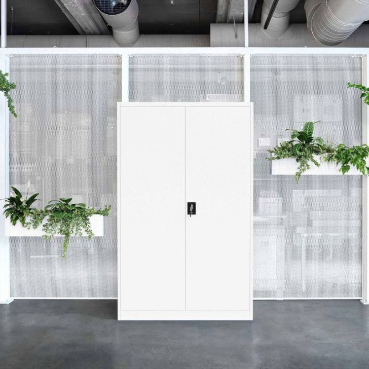 Metāla dokumentu skapis JAN II, 1150 x 1850 x 400 mm, balts