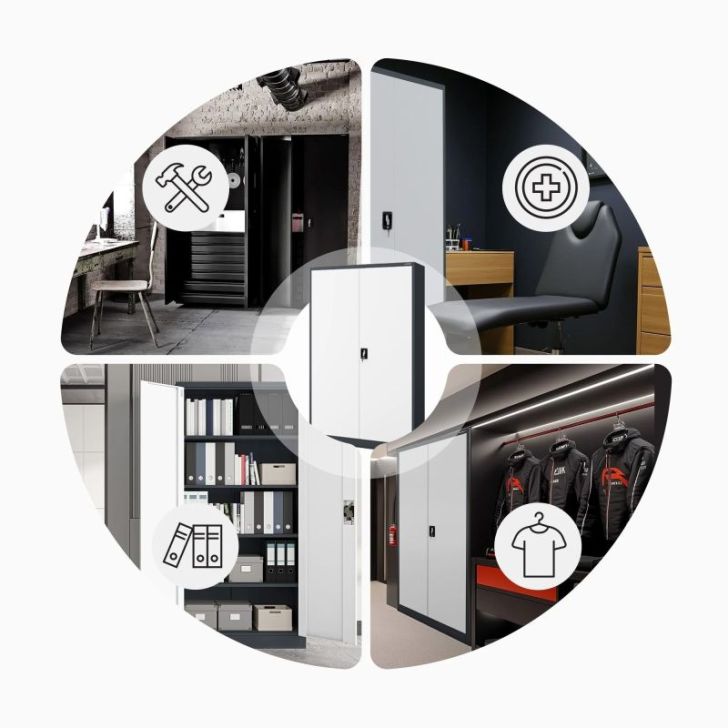 Metāla dokumentu skapis JAN II, 1150 x 1850 x 400 mm, antracīta balts