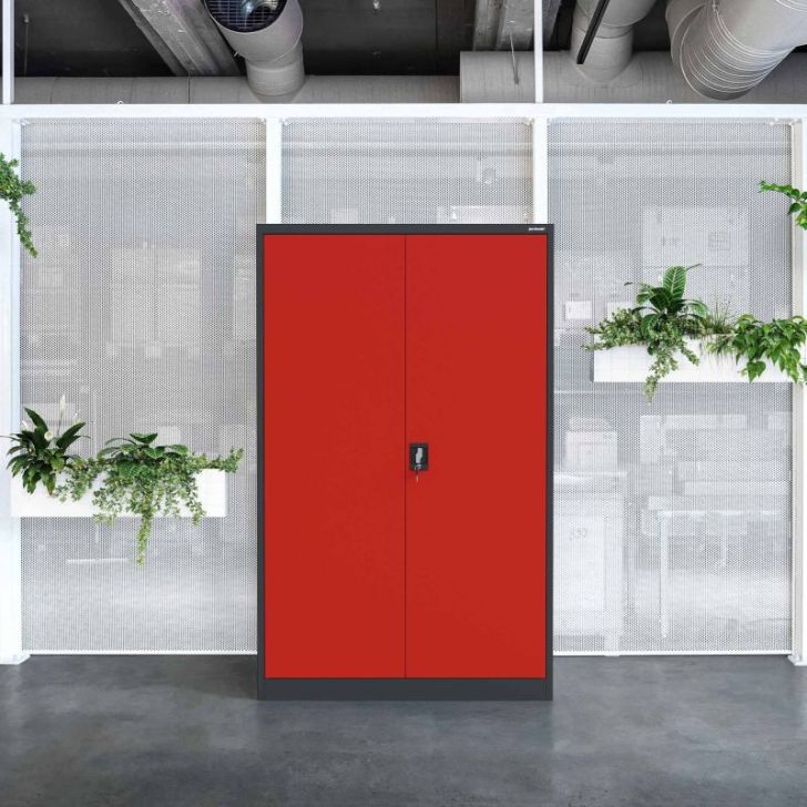 Metāla dokumentu skapis JAN II, 1150 x 1850 x 400 mm, antracīta sarkans