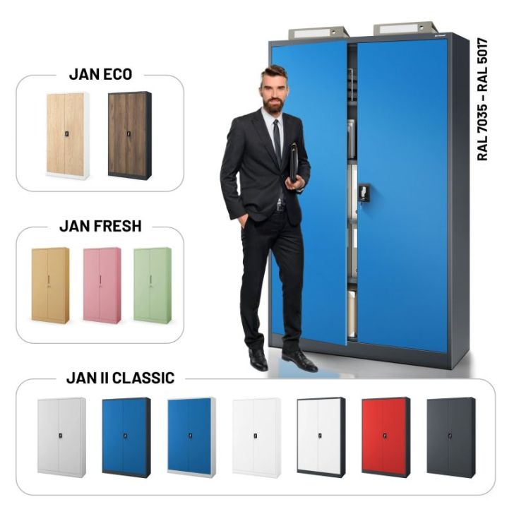 Metāla dokumentu skapis JAN II, 1150 x 1850 x 400 mm, antracīta zils