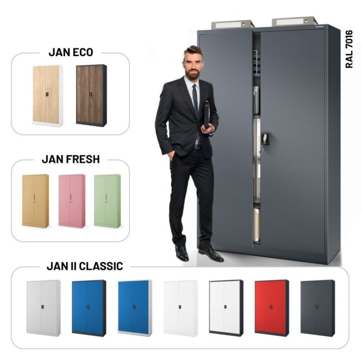 Metāla dokumentu skapis JAN II, 1150 x 1850 x 400 mm, antracīta krāsā