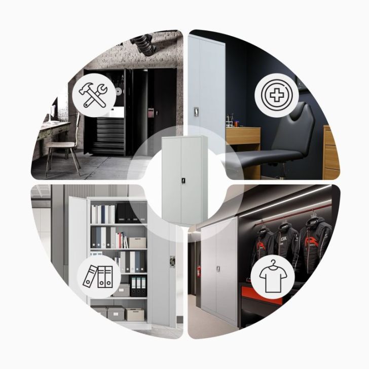 Metāla dokumentu skapis JAN H, 900 x 1950 x 400 mm, balts