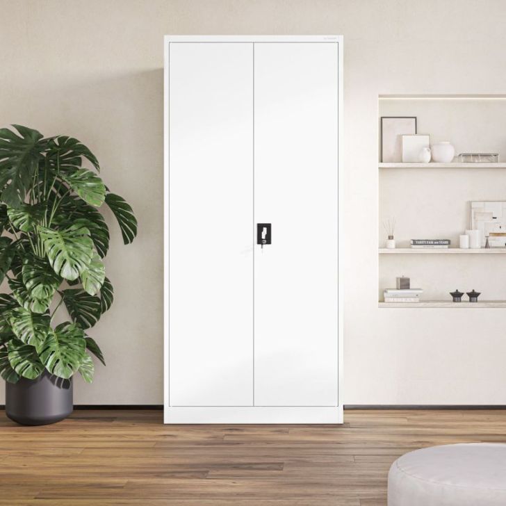 Metāla dokumentu skapis JAN H, 900 x 1950 x 400 mm, balts