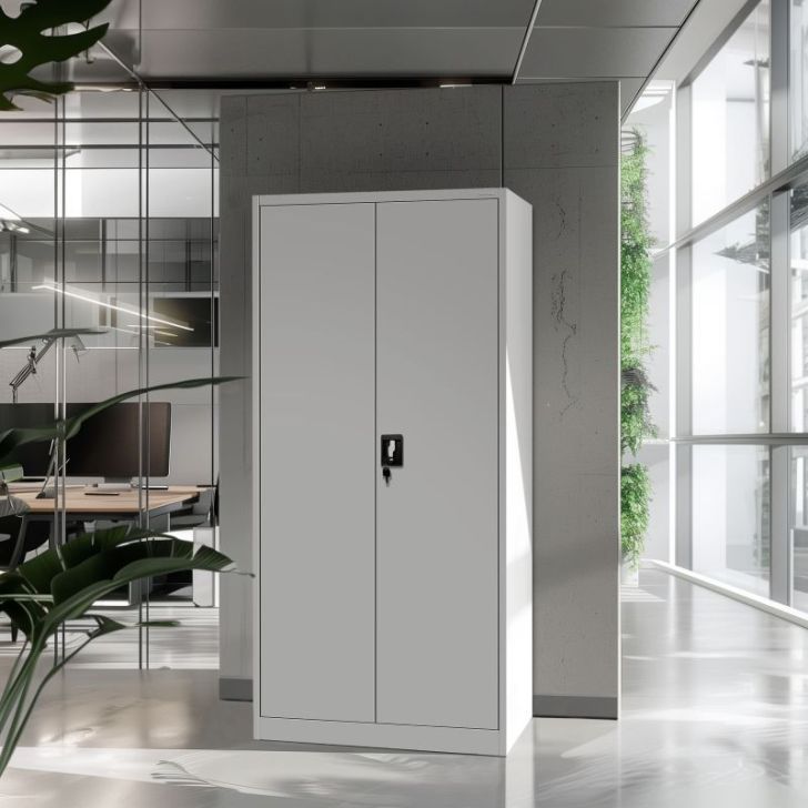 Metāla dokumentu skapis JAN H, 900 x 1950 x 400 mm, balts