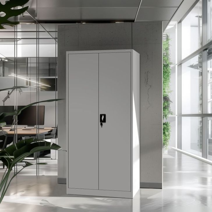 Metāla dokumentu skapis JAN H, 900 x 1950 x 400 mm, pelēks