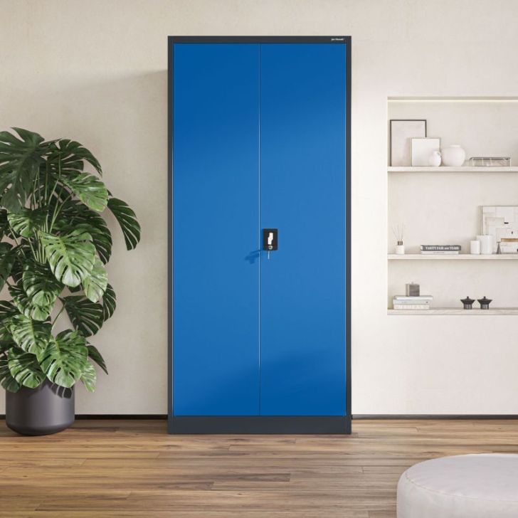 Metāla dokumentu skapis JAN H, 900 x 1950 x 400 mm, antracīta zils