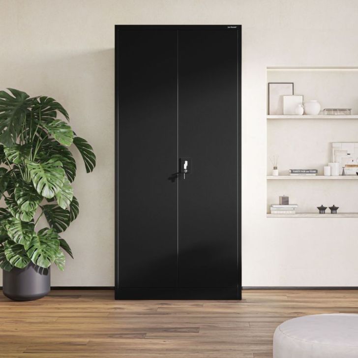 Metāla dokumentu skapis JAN H, 900 x 1950 x 400 mm, melns