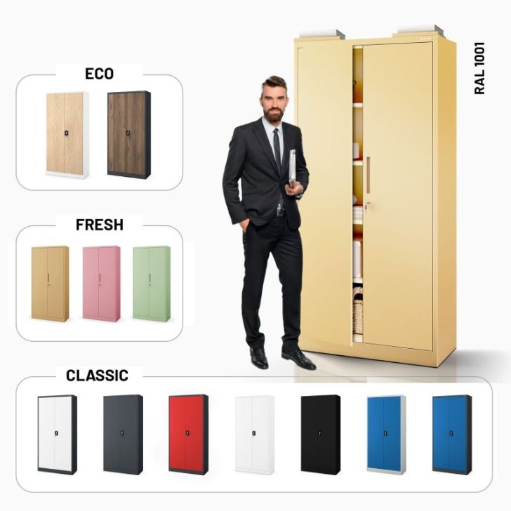 Liels skapis ar plauktiem JAN H, 900 x 1950 x 400 mm, Fresh Style: bēšs