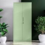 Divu durvju skapis ar plauktiem JAN H, 900 x 1950 x 400 mm, Fresh Style: pasteļzaļš