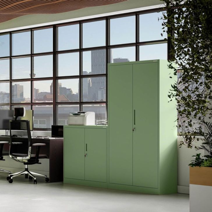 Divu durvju skapis ar plauktiem JAN H, 900 x 1950 x 400 mm, Fresh Style: pasteļzaļš