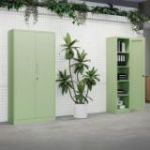 Divu durvju skapis ar plauktiem JAN H, 900 x 1950 x 400 mm, Fresh Style: pasteļzaļš