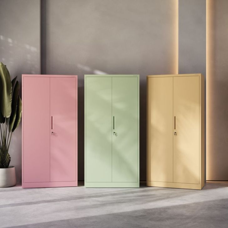 Divu durvju skapis ar plauktiem JAN H, 900 x 1950 x 400 mm, Fresh Style: pasteļzaļš