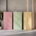 Divu durvju skapis ar plauktiem JAN H, 900 x 1950 x 400 mm, Fresh Style: pasteļzaļš