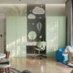 Divu durvju skapis ar plauktiem JAN H, 900 x 1950 x 400 mm, Fresh Style: pasteļzaļš