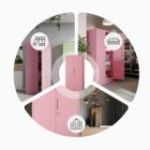 JAN H personīgo dokumentu skapis, 900 x 1950 x 400 mm, Fresh Style: pūderrozā krāsā