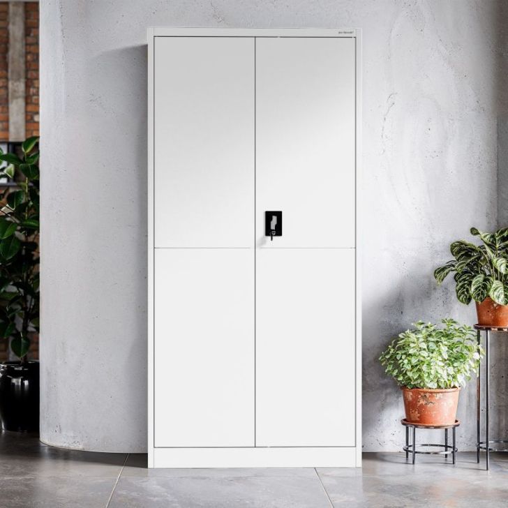 JAN metāla biroja skapis, 900 x 1850 x 400 mm, Smart: balts