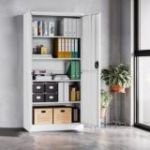 JAN metāla biroja skapis, 900 x 1850 x 400 mm, Smart: balts