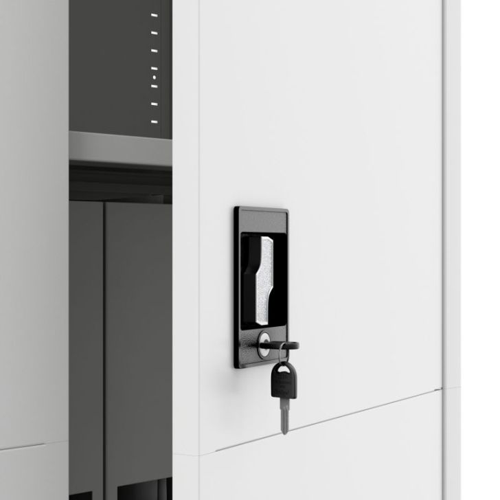 JAN metāla biroja skapis, 900 x 1850 x 400 mm, Smart: balts