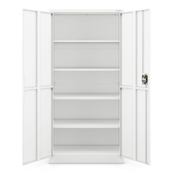 JAN metāla biroja skapis, 900 x 1850 x 400 mm, Smart: balts