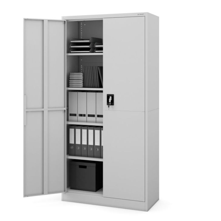 JAN metāla biroja skapis, 900 x 1850 x 400 mm, Smart: pelēks