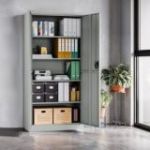 JAN metāla biroja skapis, 900 x 1850 x 400 mm, Smart: pelēks