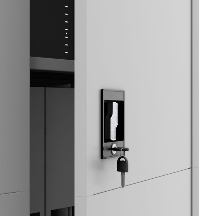 JAN metāla biroja skapis, 900 x 1850 x 400 mm, Smart: pelēks