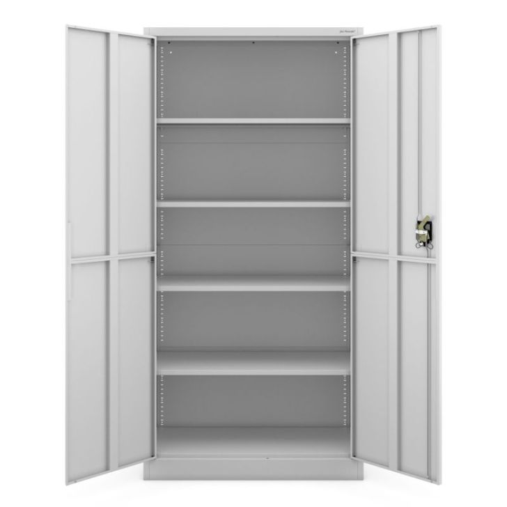 JAN metāla biroja skapis, 900 x 1850 x 400 mm, Smart: pelēks