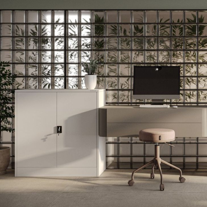 BEATA metāla skapis ar plauktiem, 900 x 930 x 400 mm, balts