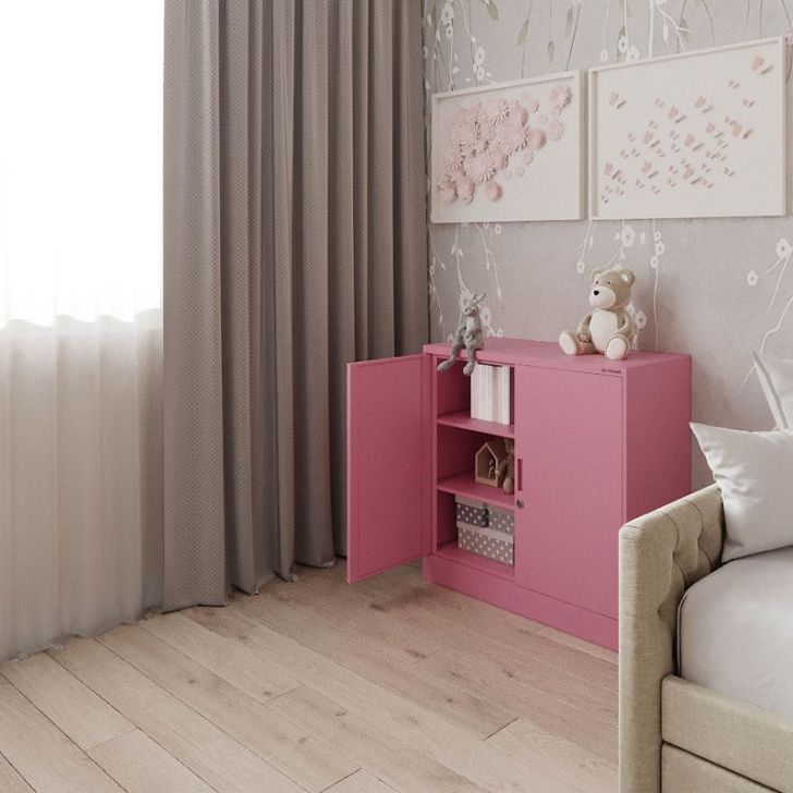 BEATA plauktu skapis, 900 x 930 x 400 mm, Fresh Style: pūderrozā