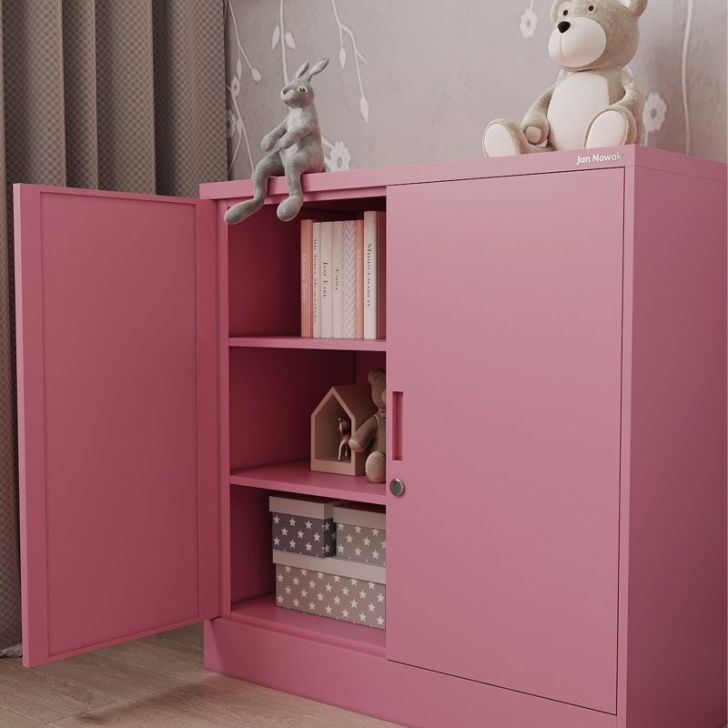 BEATA plauktu skapis, 900 x 930 x 400 mm, Fresh Style: pūderrozā