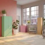 BEATA plauktu skapis, 900 x 930 x 400 mm, Fresh Style: pūderrozā