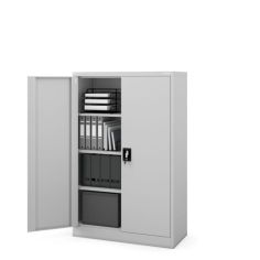 KEVIN metāla biroja dokumentu skapis, 900 x 1400 x 400 mm, pelēks 2