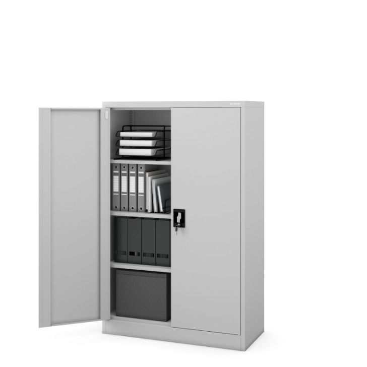 KEVIN metāla biroja dokumentu skapis, 900 x 1400 x 400 mm, pelēks