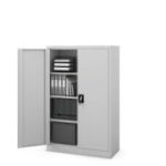 KEVIN metāla biroja dokumentu skapis, 900 x 1400 x 400 mm, pelēks