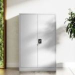 KEVIN metāla biroja dokumentu skapis, 900 x 1400 x 400 mm, pelēks