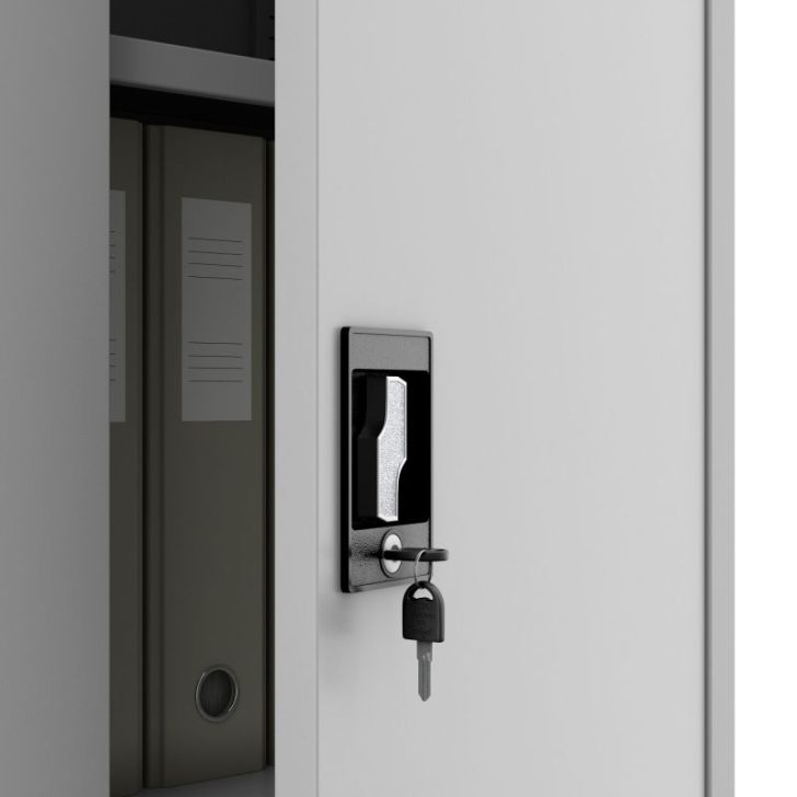 KEVIN metāla biroja dokumentu skapis, 900 x 1400 x 400 mm, pelēks