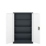 KEVIN metāla biroja dokumentu skapis, 900 x 1400 x 400 mm, antracīta baltā krāsā