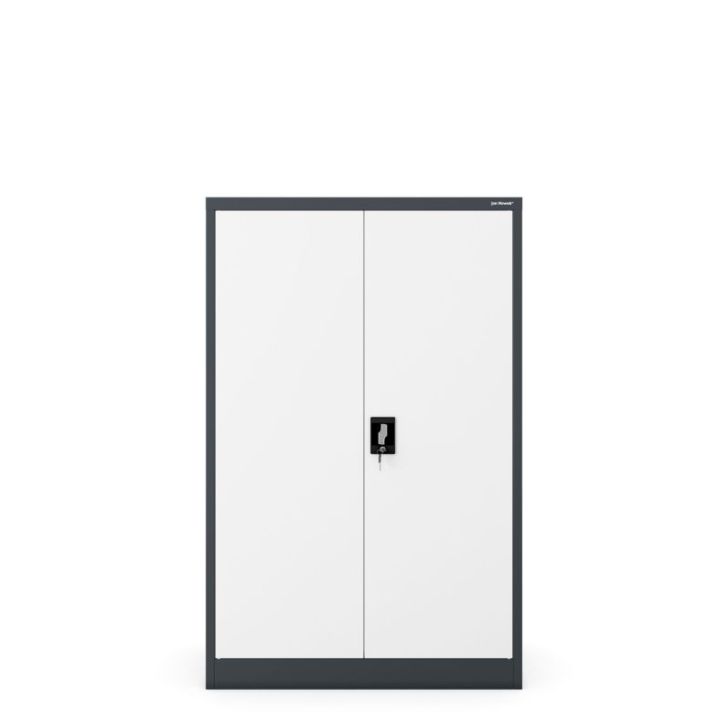 KEVIN metāla biroja dokumentu skapis, 900 x 1400 x 400 mm, antracīta baltā krāsā